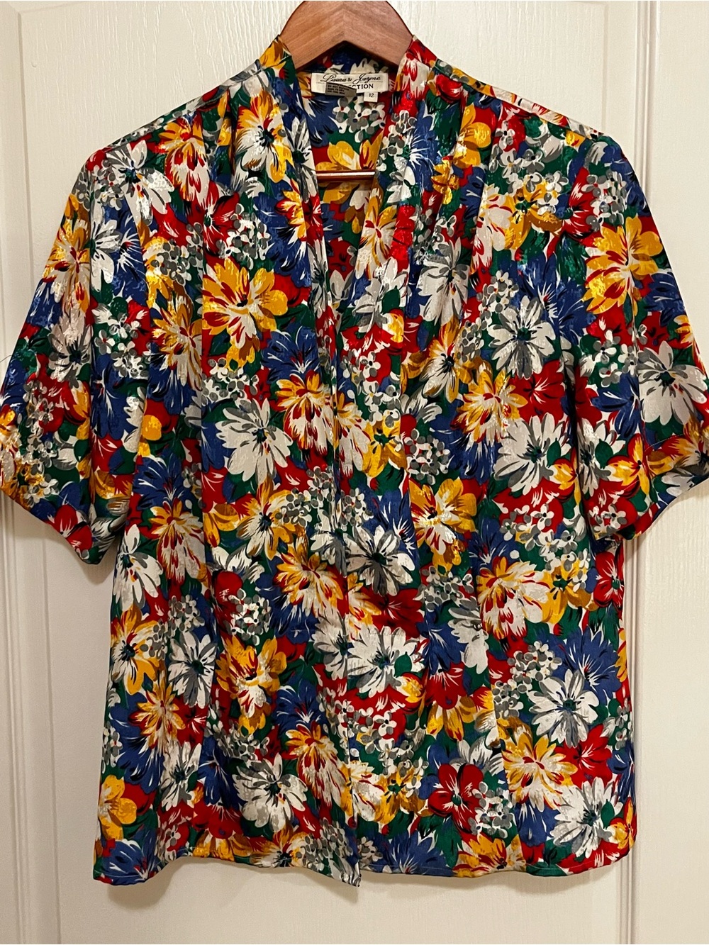 90’s Laura & Jayne Collection Floral Multicolor Button Blouse Size 12
